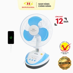 Quạt sạc tích điện Honjianda FL312 - lồng quạt 12 inch, 2 bình ắc quy