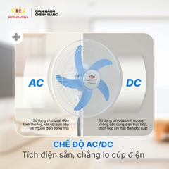 Quạt Sạc Tích Điện để bàn AC&DC 16 inch Honjianda FL716 - có đèn LED & USB hỗ trợ cúp điện