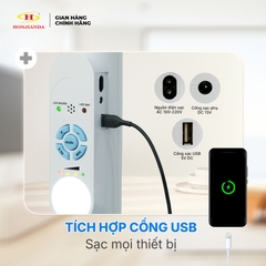 Quạt Sạc Tích Điện để bàn AC&DC 16 inch Honjianda FL716 - có đèn LED & USB hỗ trợ cúp điện