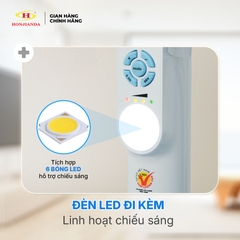 Quạt Sạc Tích Điện để bàn AC&DC 16 inch Honjianda FL716 - có đèn LED & USB hỗ trợ cúp điện