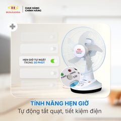 Quạt Sạc Tích Điện để bàn AC&DC 14 inch Honjianda FL314 1-2 pin - có đèn LED & USB