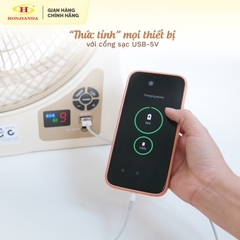 Quạt sạc tích điện AC/DC 16 inch Honjianda FL-601 - có remote điều khiển, đèn LED hỗ trợ cúp điện