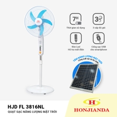 Quạt sạc năng lượng mặt trời AC/DC Honjianda FL3816/3616 - có kèm tấm năng lượng mặt trời