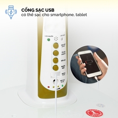 Quạt sạc tích điện AC/DC 16 inch Honjianda FL-601 - có remote điều khiển, đèn LED hỗ trợ cúp điện