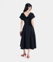 ĐẦM MIDI XOÈ PHỐI VẢI DẬP LY