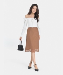 CHÂN VÁY LỬNG FORM A PHỐI VẢI VOAN