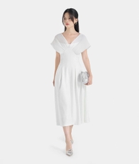 ĐẦM MIDI XOÈ PHỐI VẢI DẬP LY