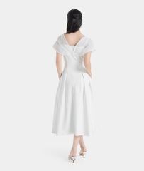 ĐẦM MIDI XOÈ PHỐI VẢI DẬP LY
