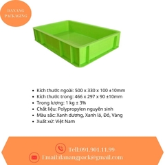 Thùng nhựa đặc DNP 33– Giải Pháp Lưu Trữ Vận Chuyển An Toàn, Bền Bỉ Kích thước:Kích thước: 500 x 330 x 100 ±10mm