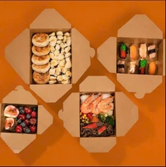 DNP2-15X15X15 cm  Hộp đựng giấy Kraft đựng đồ ăn sáng dùng một lần cho nhà hàng Hộp đựng đồ ăn trưa bằng giấy mang đi