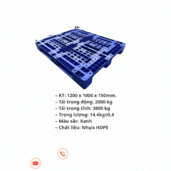 PALLET  DN33   – GIẢI PHÁP KÊ HÀNG GỌN GÀNG, BỀN BỈ Kích thước: 1200mm x 1000mm x 150mm – Màu sắc: Đen