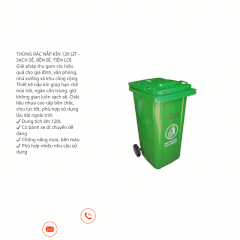 THÙNG RÁC NẮP KÍN 120 LÍT – SẠCH SẼ, BỀN BỈ, TIỆN LỢI
