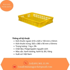 Thùng Nhựa Sóng Hở DNP 21 – Bền Chắc, Thoáng Khí, Chứa Được Nhiều Hàng Hóa Kích thước:610 x 420 x 100 mm