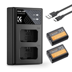 Bộ 2 pin 1 sạc đôi K&F NP-FW50 KF28.0015