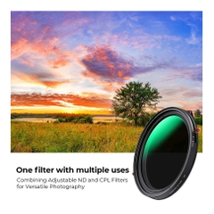 Kính lọc K&F Concept Nano-D ND & CPL 2 in 1 Filter ND2 ND32 77mm