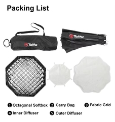 Softbox bát giác Tolifo 60cm dùng cho dòng đèn LED PL