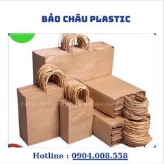 Túi giấy KRAFT Nhật nâu trơn có quai đáy vuông nhiều kích thước, túi giấy xi măng, túi giấy đựng quà tặng, túi quai