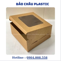 Hộp giấy Kraft đựng thực phẩm dáng cửa sổ , đựng bún trộn, bánh, xôi. hoa quả, thức ăn