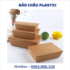 Chiếc Hộp Giấy Kraft Nắp Gài hàng dày dặn, thân thiện môi trường, dùng cho nhà hàng, quán ăn đựng bún, mì, salad
