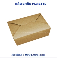 Chiếc Hộp Giấy Kraft Nắp Gài hàng dày dặn, thân thiện môi trường, dùng cho nhà hàng, quán ăn đựng bún, mì, salad