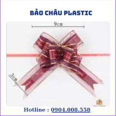 [Set 10 chiếc] Nơ Rút Cánh Bướm BEST WISHES, Voan Lụa Viền Vàng, Trang Trí Hộp Quà