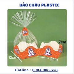 Túi Đựng Bánh Cookies Kèm Đế Giấy và Dây Buộc Loại Hình Vuông