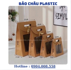 Túi hộp đựng món quà nguyên liệu giấy Kraft một mặt trong quãng có tay xách đính nơ