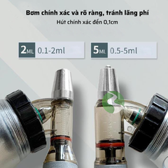 Xi lanh tự động thú y tiêm gia cầm, vacxin MZA kim tiêm có giã đỡ cắm chai - Bơm liên tục 2ml/5ml DN28