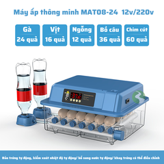 Máy ấp trứng gà, máy ấp trứng mini thông minh, Máy ấp trứng tự động thế hệ mới 220v & 12v MAT08