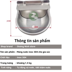 Máng uống nước tự động cho bò, gia súc inox 304 DN30