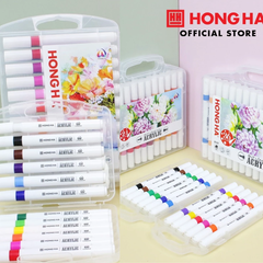 Bút lông màu Acrylic  12 màu 1 đầu/2 đầu -8142/8145  Hồng Hà có thể viết trên nhiều chất liệu khác nhau dùng trong trang trí, hội họa