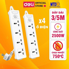 Ổ điện chất lượng cao của Deli  3 ổ cắm  diện kèm 3 ổ cắm USB 2m và 4 ổ cắm  điện 3