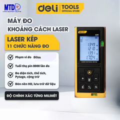 Thước Đo Khoảng Cách Laser 80m Deli Máy Chính Hãng Đa Năng Sử Dụng Từ Xa Chính Xác Bỏ Túi Nhỏ Gọn