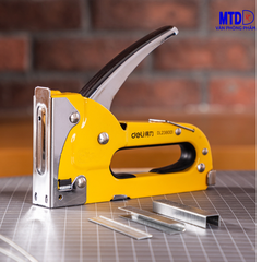 Dụng cụ (Súng) bắn ghim 4 - 8mm Deli 238001 dùng trong công xưởng  gỗ, nội thất, sử dụng  đinh  ghim  U có độ dày 0.7mm