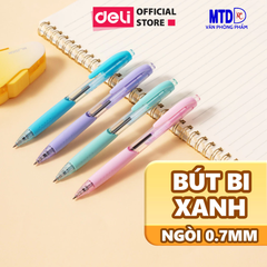 Bút Bi Bấm màu xanh 0.7 mm - Deli EQ41 - Màu Xanh ( thân bút nhiều màu giao ngẫu nhiên)