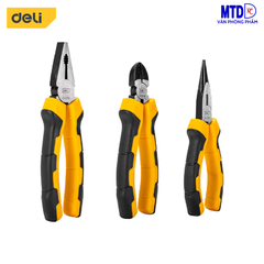 Bộ 3 Kìm Đa Năng Deli -HÀNG CHÍNH HÃNG Chất Liệu Thép CR-V Chống Mòn, Gỉ - Kìm Cắt Dây Điện, Kìm Mũi Nhọn, Kìm Kẹp Cắt Thép