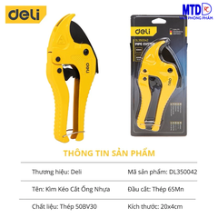 Kìm Kéo Cắt Ống Nhựa Deli Cao Cấp -HÀNG CHÍNH HÃNG- Lưỡi Thép Hợp Kim, Sắc Bén, Siêu Bền - DL350042