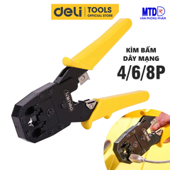 Kìm Bấm Dây Mạng 4/6/8P Deli Cao Cấp Chính Hãng - Thép không gỉ - Sử Dụng Đa Năng, Tiện Dụng - EDL2468