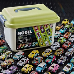 Bộ xe ô tô đua đồ chơi lên cót hợp kim 30 chi tiết kèm hộp đựng, thùng đồ chơi ô tô nhiều màu cho bé TOYLIFE