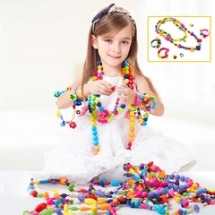 Bộ xâu hạt lắp ghép trang sức vòng cổ, vòng tay, dây chuyền, bờm, nhẫn 620 chi tiết cho bé gái, đồ chơi tự làm handmade