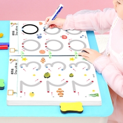 Bộ tập tô vẽ thông minh xóa được 64 trang tặng kèm 6 bút màu sách tập viết theo nét học liệu montessori cho bé