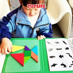 Sách xếp hình gỗ tangram kèm nam châm cho bé, đồ chơi sách ghép hình gỗ cho trẻ 1 2 3 4 5 6 7 8 tuổi TOYLIFE