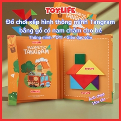 Sách xếp hình gỗ tangram kèm nam châm cho bé, đồ chơi sách ghép hình gỗ cho trẻ 1 2 3 4 5 6 7 8 tuổi TOYLIFE
