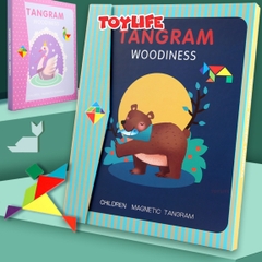 Sách xếp hình gỗ tangram kèm nam châm cho bé, đồ chơi sách ghép hình gỗ cho trẻ 1 2 3 4 5 6 7 8 tuổi TOYLIFE