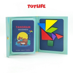 Sách xếp hình gỗ tangram kèm nam châm cho bé, đồ chơi sách ghép hình gỗ cho trẻ 1 2 3 4 5 6 7 8 tuổi TOYLIFE
