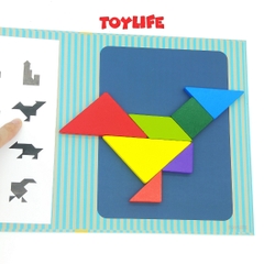 Sách xếp hình gỗ tangram kèm nam châm cho bé, đồ chơi sách ghép hình gỗ cho trẻ 1 2 3 4 5 6 7 8 tuổi TOYLIFE