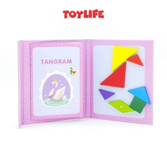 Sách xếp hình gỗ tangram kèm nam châm cho bé, đồ chơi sách ghép hình gỗ cho trẻ 1 2 3 4 5 6 7 8 tuổi TOYLIFE