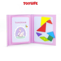 Sách xếp hình gỗ tangram kèm nam châm cho bé, đồ chơi sách ghép hình gỗ cho trẻ 1 2 3 4 5 6 7 8 tuổi TOYLIFE