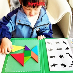 Sách xếp hình gỗ tangram kèm nam châm cho bé, đồ chơi sách ghép hình gỗ cho trẻ 1 2 3 4 5 6 7 8 tuổi TOYLIFE