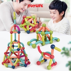 Bộ xếp hình nam châm 64, 72 chi tiết thanh đồ chơi xếp hình nam châm từ tính sáng tạo thông minh cho bé 1 2 3 4 5 6 tuổi